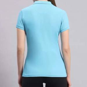 Polos personnalisés en élasthanne pour femmes, chemises de tennis à manches courtes et évacuation de l'humidité avec fermeture éclair, hauts de sport athlétique coupe ajustée, respirants - Product Image 3