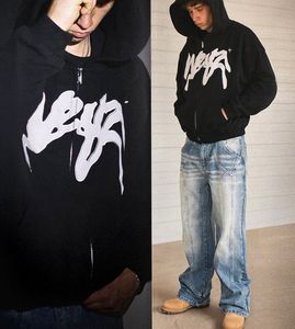 Sudadera con capucha de peso pesado Vintage de gran tamaño con estampado gráfico Streetwear estilo bordado técnica temporada de otoño de talla grande algodón pesado - Product Image 5