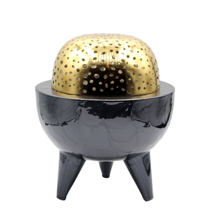 Juego de soporte de incienso de aspecto moderno en quemador Bakhoor de metal y mármol para el hogar, soporte de incienso de mesa de hotel en color negro - Product Image 4