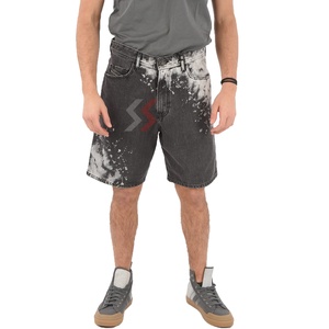 กางเกงยีนส์ขาสั้นแบบลำลองสำหรับผู้ชายกางเกงขาสั้นผ้ายีนส์ซักได้งานเย็บปะติด - Product Image 2