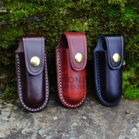 Couteau de survie de camping avec manche en bois, lame en acier damas couteau de poche pliant avec gaine en cuir ISONZ