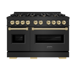BEST SELLER Z-LINES Four à Convection à Gaz 48 pouces avec Porte Noire en Acier Inoxydable Satiné SGRSZ-BLM - Product Image 1