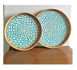 Plateau de service en rotin écologique original Plateau rond personnalisé en bois naturel pour la maison, l'hôtel et les restaurants Personnaliser la forme de la taille - Product Image 6