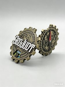 Custom <b>Antique</b> Rotating <b>Compass</b> Geocoin | Interactive Travel Path Reveal Design | Metal Adventure Collectible for Geocaching - Product Image 2