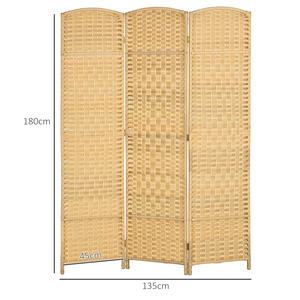 HOMCOM-Pantalla plegable de 3 paneles para interiores, 135x180 cm, color madera - Product Image 3