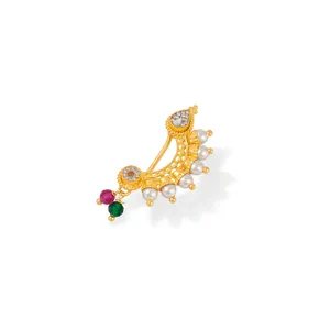 แหวนจมูกอินเดียโลหะผสมสำหรับผู้หญิง Ketaki Gold Nath - Product Image 4