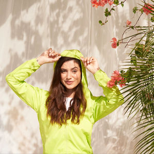 Sweat-shirt unisexe à manches longues décontracté en tricot de polyester et de coton mélangé, couleur unie, été, col montant, ample, respirant - Product Image 1