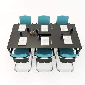 SFTC009-Minimalist Style 2-<b>Sided</b> Metal Frame Small Wood and Rubber <b>Table</b> for Meetings - Product Image 3