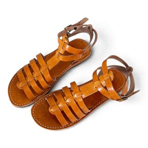 Sandalias Gladiador de Cuero Genuino para Mujer, con Hebilla, Punta Abierta, Planas, Antideslizantes, con Tiras Tejidas, para Primavera, Verano y Otoño - Product Image 1