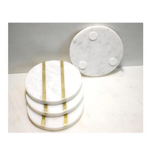 Marble <b>Coaster</b> <b>With</b> Round Shape for Tea Coffee 4 Pieces <b>Set</b> <b>With</b> <b>Holder</b> Feature Eco Friendly black white color - Product Image 6