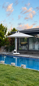 Parasol commercial d'extérieur carré en aluminium 300x300/8 mètres avec base en marbre et tissu acrylique, protection solaire - Product Image 5