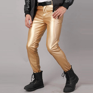 Pantalon slim décontracté pour hommes fabriqué en usine avec poches latérales Nouveau produit Style cuir Ventes en gros à motifs empilés - Product Image 2