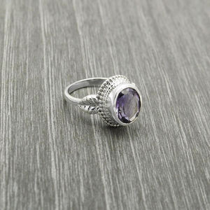 Bague de luxe en argent sterling 925 avec améthyste naturelle Anneaux de naissance à la mode pour une occasion de mariage et d'anniversaire - Product Image 3