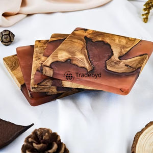 Sous-verres en résine naturelle, ensemble de sous-verres de luxe faits à la main, 4x4 pouces, carrés, couleurs personnalisables, Tradebyd - Product Image 1