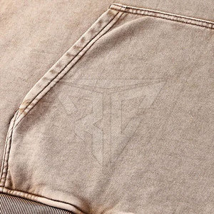 Sweat-shirts à capuche unis pour hommes, style streetwear décontracté, en molleton 100% coton, effet délavé, écologiques, respirants, faible MOQ - Product Image 6
