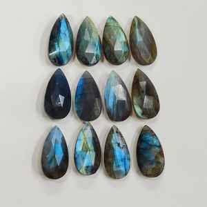 Lote de cuentas de corte de rosa de labradorita Premium, 10 piezas, piedras preciosas de 21x11 MM de Corte Lateral llamativo múltiple para hacer joyas, regalo para ella - Product Image 3