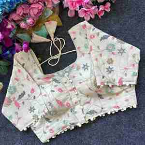 Dernier Diable Camric Coton Avec Séquence De Fil Et Broderie Travail Blouse Fabricant De Surat Au Taux Le Plus Bas - Product Image 4