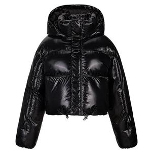 Última edición recortada con capucha y cremallera Puffer Down Coats para mujeres personalizado brillante poliéster Nylon Puffer Jacket adultos niñas - Product Image 6