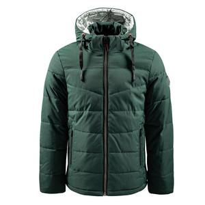 Logotipo personalizado OEM Heren High Street Bomber Puffer Jack Winterjas Capuchon Canvas Effen Patroon Ritssluiting Voorkant Logo Positie - Product Image 1
