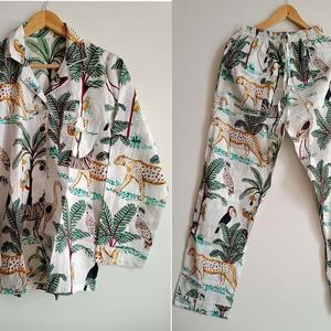 Nouvelle arrivée, vêtements de nuit pour femmes, pyjama en coton imprimé multicolore, chemise et pantalon, vêtements de nuit pour filles, pyjama pour dormir - Product Image 2