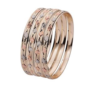 Brazaletes texturizados personalizados chapados en 3 tonos al por mayor, brazaletes de moda, joyería de moda de 3 tonos, joyería de varios tonos, brazaletes tricolores. - Product Image 1