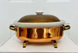 Plat de restauration en cuivre pur et laiton avec couvercle pour restaurant à la maison et ustensiles de cuisine décor de plat de service de couleur cuivre plat de service - Product Image 6