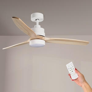 Ventilatore da Soffitto LEDUNI 52 Pollici con Motore DC, Pale in Legno, Design Moderno Bianco, Luce LED, Telecomando, Ingresso 220V - Product Image 3