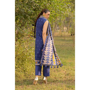 Conjunto de Traje de Chifón de 3 Piezas para Mujer, Bordado e Impreso, con Dupatta, 100% Algodón Transpirable, CL-52333 - Product Image 1