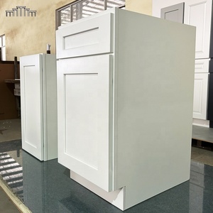 Vietnam Factory Production &amp; USA Warehouses Stock American Market Standard Size Wooden White Paint Shaker Kitchen Base <strong>Cabinets</strong>