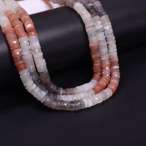 แฮนด์เมดสไตล์2025มูนสโตนหลายเหลี่ยมเพชรพลอย Heishi ลูกปัดแผ่นหินอัญมณีธรรมชาติสร้อยข้อมือเครื่องประดับหินลูกปัด - Product Image 2