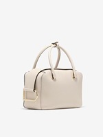 Sac à bandoulière pour femme en cuir véritable crème, avec poignée supérieure unique, souple, résistant à l'eau, fermeture éclair, luxe