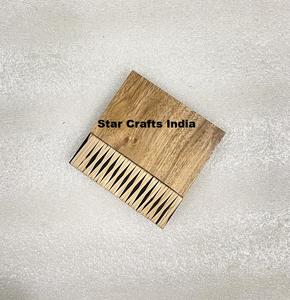 Posavasos de madera de tendencia superior con diseños de ratán, Color de forma de tamaño personalizado para posavasos de taza de piedra de té para Decoración de mesa de hogar/Oficina - Product Image 4