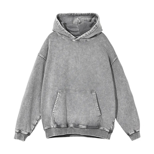 Automne décontracté unisexe pour classique imprimé LOGO lavage à l'acide à capuche haute rue sport pull lâche coton mélangé hommes sweats à capuche - Product Image 3