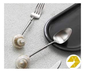 Juego de comedor de concha marina hecho a mano, acero inoxidable 304, incrustaciones de concha de perla Madre, cuchara de postre elegante, cuchillo, tenedor, cuchara de concha marina - Product Image 5