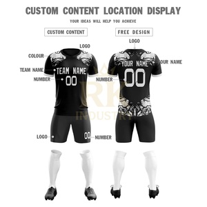 Nouveauté 2025 Vente en gros Maillot de football personnalisé élégant et pas cher Noir Blanc Ensemble complet Uniforme de football OEM 100% Polyester - Product Image 2