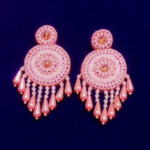 Pendientes de Fútbol Americano con Cuentas Moradas Hechos a Mano, Joyería de Cuentas Bordadas para el Día del Partido con Cuentas Rojas, JAVED HANDICRAFTS Modelo JH-2026 Etsy - Product Image 6