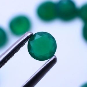 Pierre Précieuse Onyx Vert Naturel, Coupe Ronde de 4mm, Épaisseur de 3mm, 4.35 Ctslot Iroc Ventes, Facette de Pierre Lâche de Haute Qualité, 25 Pièces - Product Image 2