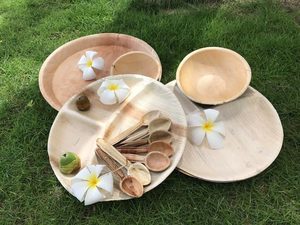 Bol en feuille de palmier écologique Assiette jetable en feuille d'areca Vaisselle biodégradable naturelle pour fête et événement - Product Image 3