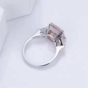 Anillo de diamante de moissanita rosa de corte radiante de la mejor calidad, Plata de Ley 925, bodas de moda con estilo, fiestas de compromiso - Product Image 3