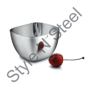 Bol de service bol de mélange en verre avec couvercle en bois acier inoxydable bol de service de noix de forme carrée préparation des aliments à salade - Product Image 1