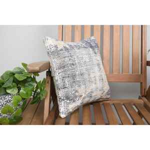 Luxury 14x14 Beige Wool Kantha Patchwork Pillow Woven with <b>Vintage</b> Fluffy Embroidered Print Design for <b>Bedding</b> or Sofa Use - Product Image 2