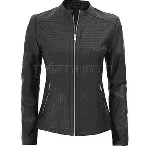 Veste en cuir de moto pour femmes à la mode en gros, veste en cuir de moto en PU pour femmes à la mode - Product Image 3