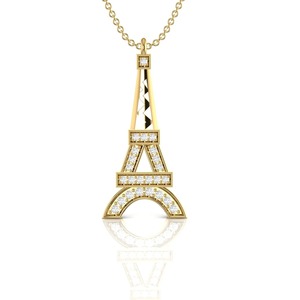 Nuevo Collar con Colgante de Diamante Cultivado en Laboratorio con Certificación IGI, Diseño de Torre Eiffel, Oro Sólido de 14k, para Mujer, a Bajo Precio - Product Image 1