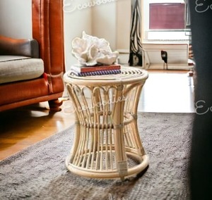 Eco-friendly Natural and Durable Rattan Stool Perfect for Living Room Stools Rattan Ottoman Stools Bone Inlay Console - Product Image 1