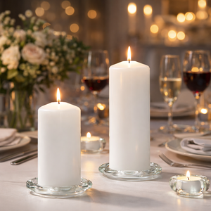 Elegantes Velas de Pilar de Cera de Soja y Parafina Blancas para Fiestas, Crean un Ambiente Lujoso en Espacios de Comedor y Sala de Estar - Product Image 2