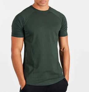T-shirt à la palangre coupe ajustée pour hommes, 95% coton, 5% élasthanne, ourlet incurvé plus long, Muscle Slim Crew Fitness Gym Tshirt - Product Image 6