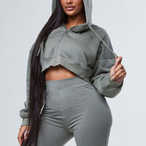 Fabricante personalizado etiqueta privada ropa cuello redondo conjunto corto chándal Streetwear dos piezas Jogger conjuntos de algodón - Product Image 6