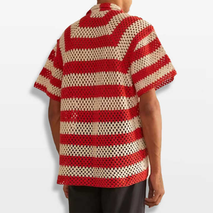 Polo tricoté pour hommes à manches longues 100% coton pull à col cubain pulls à col rond pour hommes pull à manches longues respirant - Product Image 3