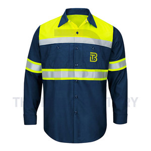 Camisas de trabajo para hombre personalizables 2025, cómodas, transpirables, de manga completa, diseño antiestático reflectante de seguridad, LICRA de alta calidad - Product Image 3