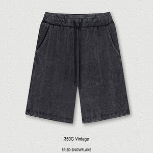 OEM High Street Heavyweight Old Washed Vintage Streetwear Tshirt 220-260G Lin Cotton Fried Snowflake Knitted 260 Gram Hoodies - Product Image 5